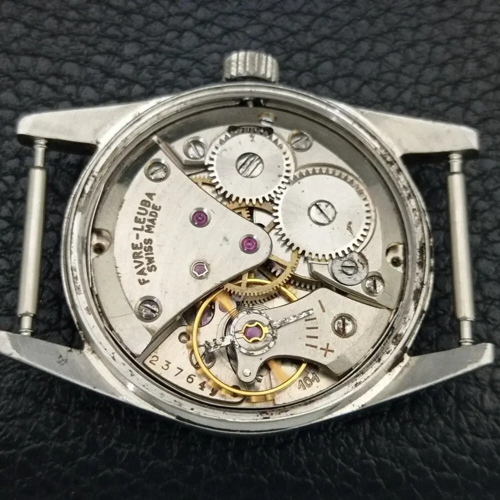 Vintage 1989 Favre Leuba Manual Mens Silver Watch W/NATO Strap